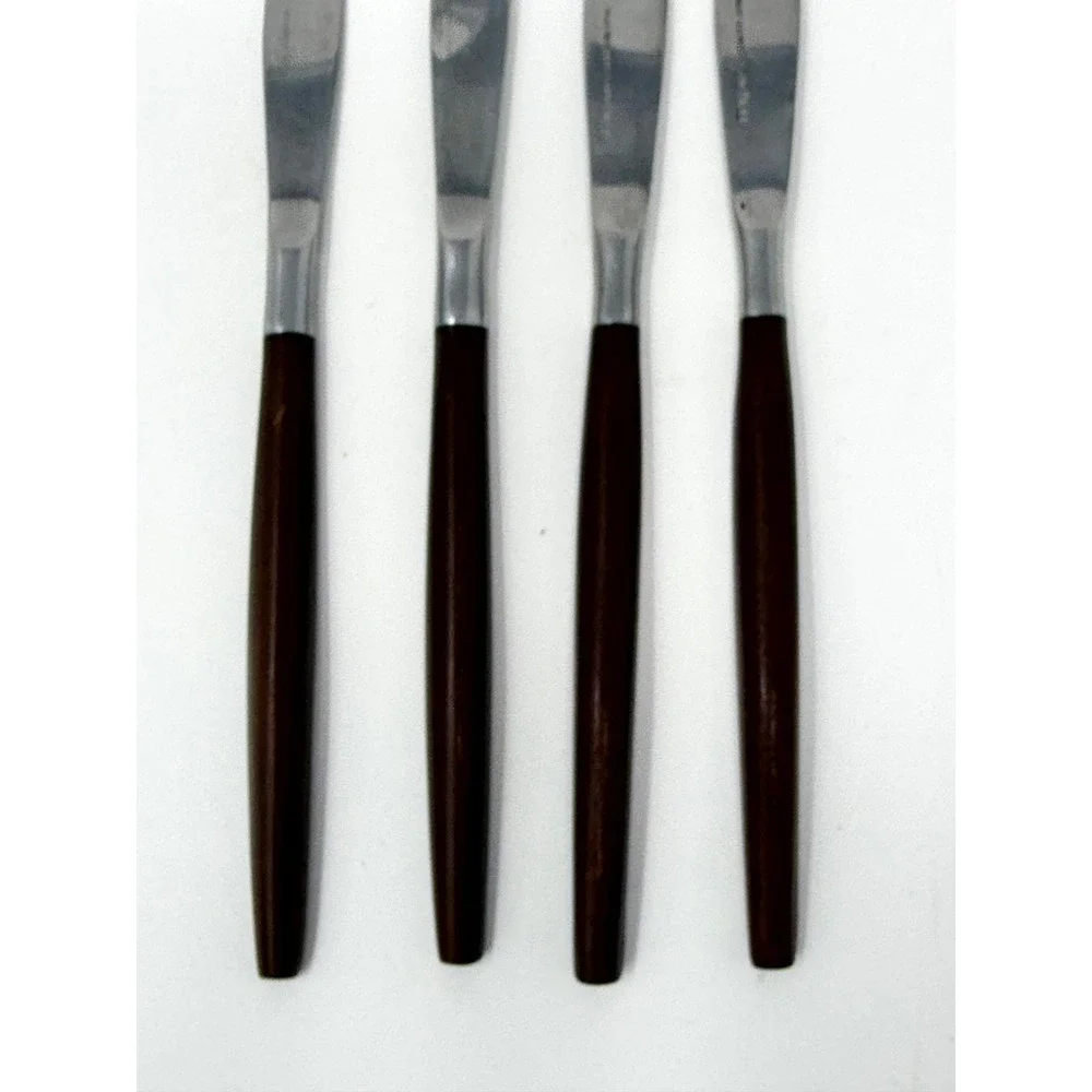 Vintage Ekco Eterna & Epic Knives Set of 4 Wood Handle Japan MCM Flatware